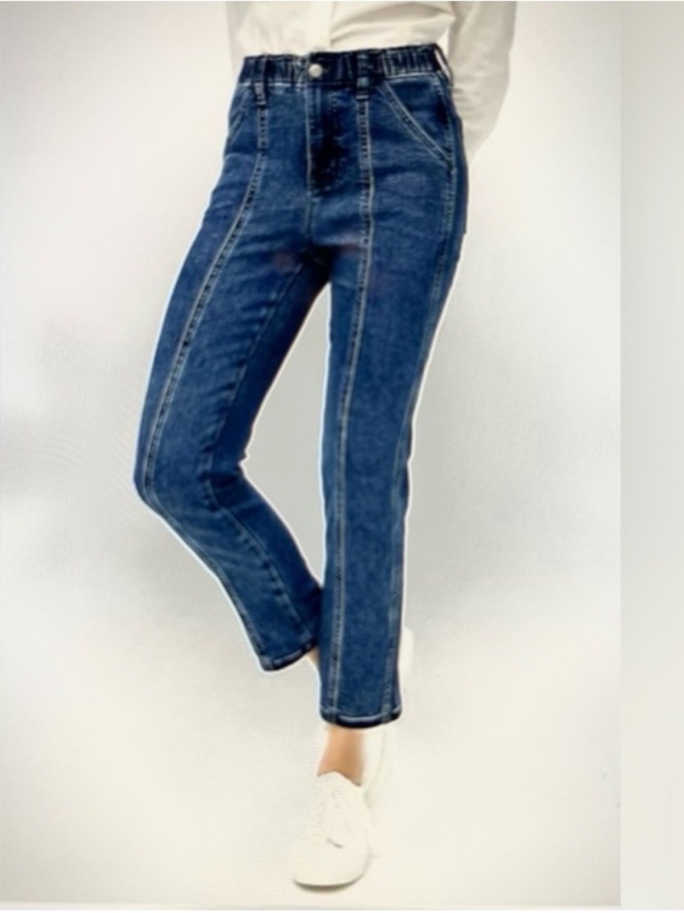 J. Crew Factory elastic waist seamed straight jean